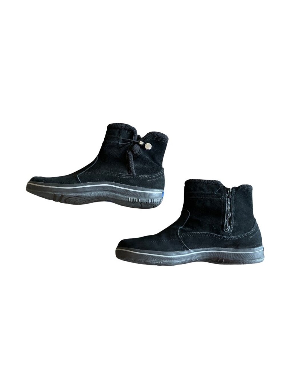 Keds Essentials Women's 8.5 Black Suede Ankle Boots Zip Button Lined Used